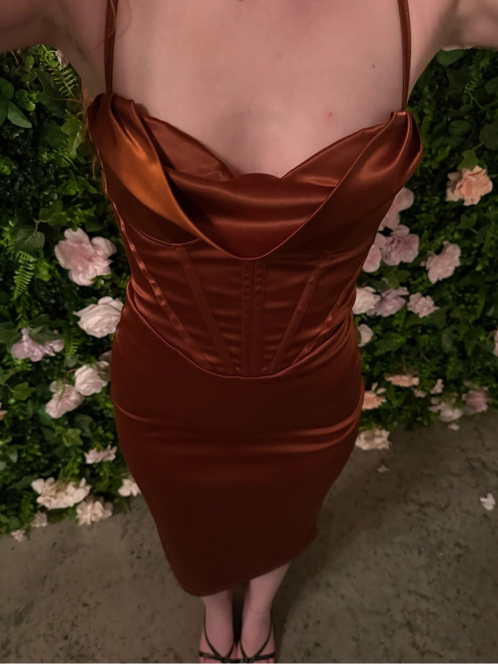 Satin Copper Bodycon Dress